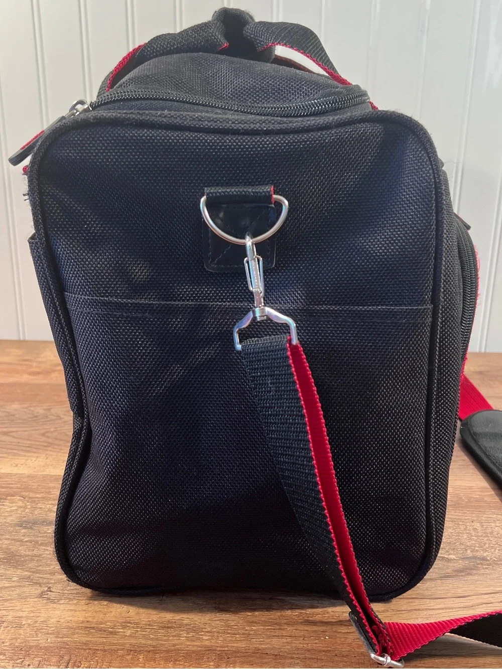 Chaps Black Travel Duffel Bag with Red Trim Overnight Bag